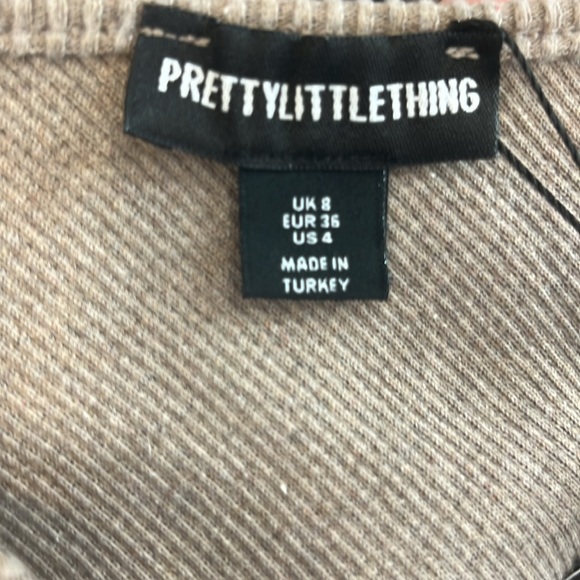 NWT PrettyLittleThing One-Shoulder Bodycon Maxi Sweater Dress Beige Tan Size 4 - Picture 8 of 9